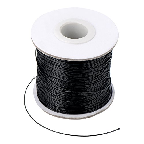 Nachahmung Leder Thread Geflochten Gewachst String, Schwarz (160 Meter, 0,5 mm Durchmesser) von Shappy