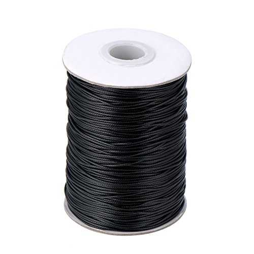 Nachahmung Leder Thread Geflochten Gewachst String, Schwarz (160 Meter, 1 mm Durchmesser) von Shappy