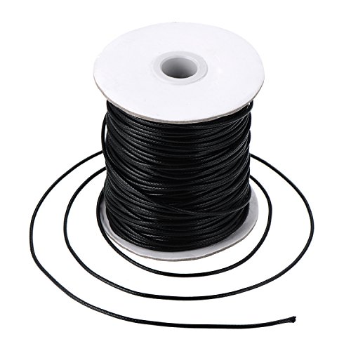 Nachahmung Leder Thread Geflochten Gewachst String, Schwarz (80 Meter, 2 mm Durchmesser) von Shappy