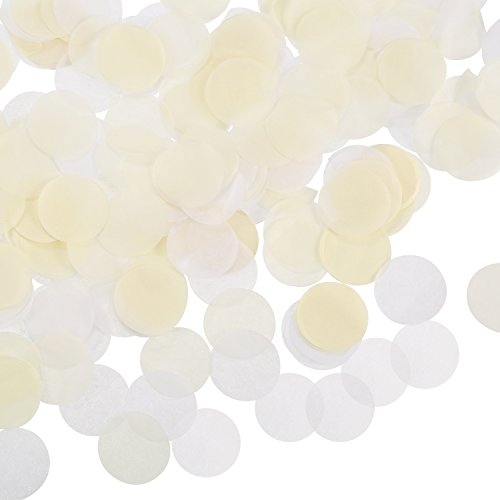1 Zoll Weiß Elfenbein Runde Tissue Confetti für Hochzeitsfeiern, 6000 Stück von Shappy
