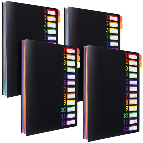 Shappy Fächermappe mit 12 Fächern, Fächermappe mit Regenbogenfarben, mehrfarbige Taschen, A4, Briefgröße, Dokumenten-Organizer für Studenten, Büros, 4 Stück Shappy Fächermappe mit 12 Fächern, Fächermappe mit Regenbogenfarben, mehrfarbige Taschen, A4, Briefgröße, Dokumenten-Organizer für Studenten, Büros, 4 Stück von Shappy