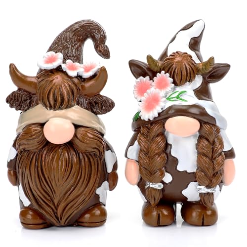 Shappy Zwergen-Dekorationen für Zuhause, Zwerge, Figur, Geschenke, Frühling Sommer, Tischdekoration, Geschenke für Zuhause (Hochlandkuh-Stil), 2 Stück von Shappy