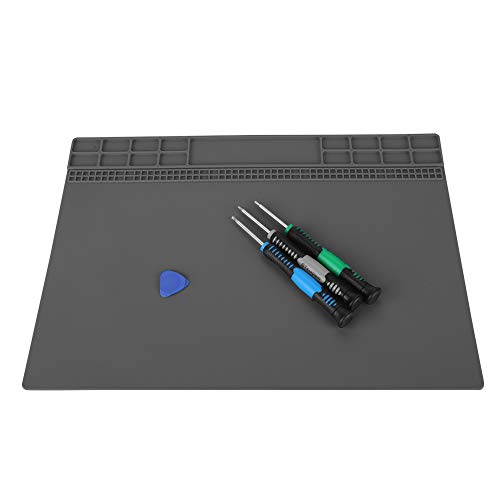 Lötmatte, 350MM * 250MM Magnetisches Silikon-Wärmeisolationspad 500 ℃ Hitzebeständige Wartungsmatte für die Elektronik zur Reparatur von Laptop-Uhren(Grau) von Sharainn