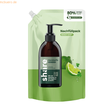 share Flüssigseife H-01-13-02 Limette & Koriander Refill 500ml von Share