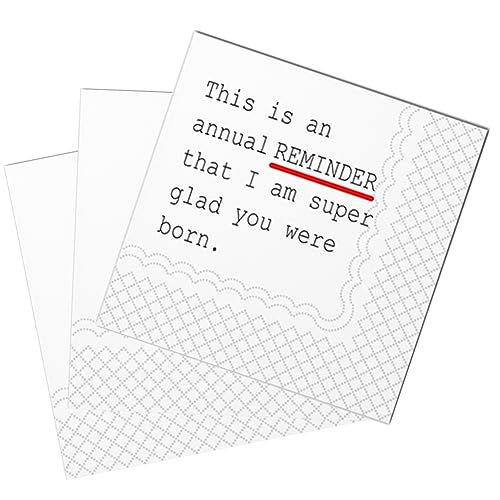 SharkBliss Funny Birthday Cocktail Napkins, 50 Pack Reminder Simple Funny Happy Birthday Paper Napkins for Boyfriend Girlfriend Best Friend Sister Brother Wife Husband | 2-Ply, 5x5" (Reminder) von SharkBliss