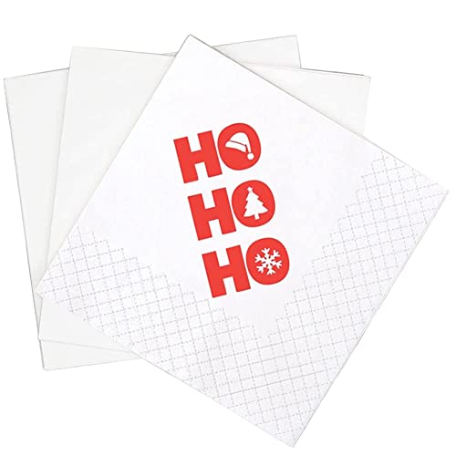 SharkBliss Papierservietten für Weihnachten, 100 Stück, Ho Ho Ho Santa niedliche Servietten, lustige Feiertage, Party, Weihnachten, Frohe Weihnachten, Einweg-Servietten, Abendessen, Buffet, Vorspeise von SharkBliss