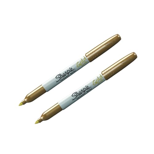 Sharpie 2x Metallic Gold Permanent Marker - feine Spitze - wasserfest, lichtbeständig - schreibt auf dunklen Oberflächen - für verschiedene Oberflächen - Handwerk, DIY, Industrie Sharpie 2x Metallic Gold Permanent Marker - feine Spitze - wasserfest, lichtbeständig - schreibt auf dunklen Oberflächen - für verschiedene Oberflächen - Handwerk, DIY, Industrie von Sharpie