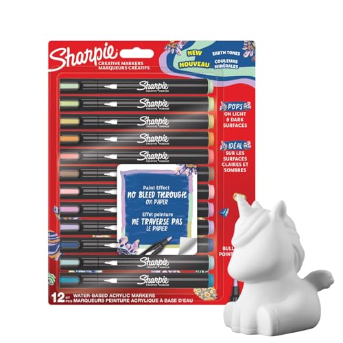 Sharpie Acrylfarbstifte - 12 Erdtöne | Marker auf Wasserbasis für Glas, Holz, Papier | Rundspitze | Ideal für Journaling, DIY | Kostenlose Einhorn-Spardose Sharpie Acrylfarbstifte - 12 Erdtöne | Marker auf Wasserbasis für Glas, Holz, Papier | Rundspitze | Ideal für Journaling, DIY | Kostenlose Einhorn-Spardose von Sharpie