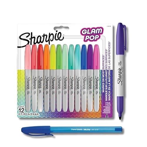 Sharpie Glam Pop Permanentmarker | feine Spitze | lebendige Farben | 12 Marker Stifte + PaperMate Stift Geschenk Sharpie Glam Pop Permanentmarker | feine Spitze | lebendige Farben | 12 Marker Stifte + PaperMate Stift Geschenk von Sharpie