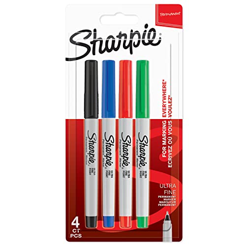 Sharpie Permanent Marker | Marker Stifte mit ultra-feiner Spitze | gemischte Standardfarben | 4 Stück von Sharpie