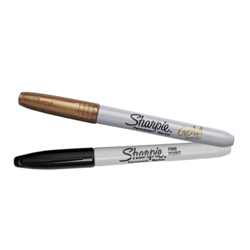 Sharpie Permanentmarker-Set - feine Spitze Black & Metallic Gold - wasserfest, für mehrere Oberflächen, lichtbeständig, 2 Stück Sharpie Permanentmarker-Set - feine Spitze Black & Metallic Gold - wasserfest, für mehrere Oberflächen, lichtbeständig, 2 Stück von Sharpie