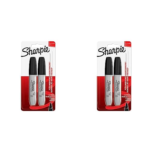 SHARPIE Permanentmarker mit Keilspitze | schwarz | 2 Stück (Packung mit 2) von SHARPIE