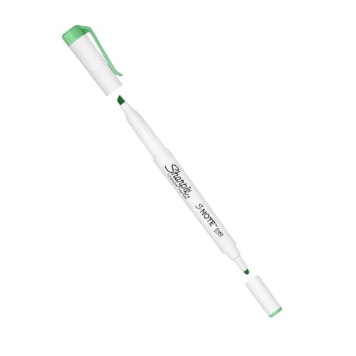 Sharpie S-Note Duo Textmarker, wassergrüne Tinte, doppelseitiger kreativer Marker auf Wasserbasis, Rund- und Keilspitze zum Hervorheben, Zeichnen, Journaling und mehr, 1 Stück von Sharpie