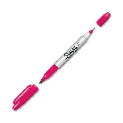Sharpie Twin Tip Permanent Marker - Magenta - Doppelspitze fein & ultrafein - 1 Stück - wasserfest & lichtbeständig von Sharpie