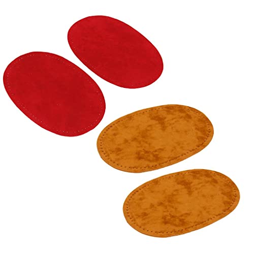 2 Paar Sew On Patches Knie Patches für Jeans Kleidung Rot von Sharplace
