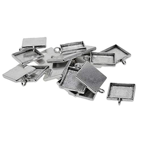 20pcs Tibetischen Silber Blank 20mm Quadratische Lünette Tray Base Cabochon Anhänger 20pcs Tibetischen Silber Blank 20mm Quadratische Lünette Tray Base Cabochon Anhänger von Sharplace