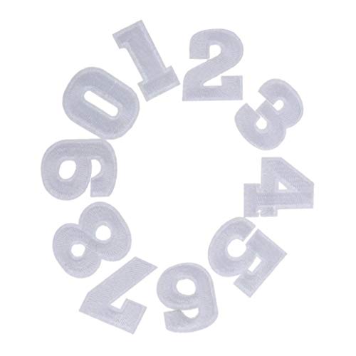 Sharplace Bügelbild Aufbügler Bügeleisen auf Patches Applikation Aufnäher zum Aufbügeln 0-9 Zahlen Muster für t-Shirt and Jeans Kleidung, Weiß von Sharplace
