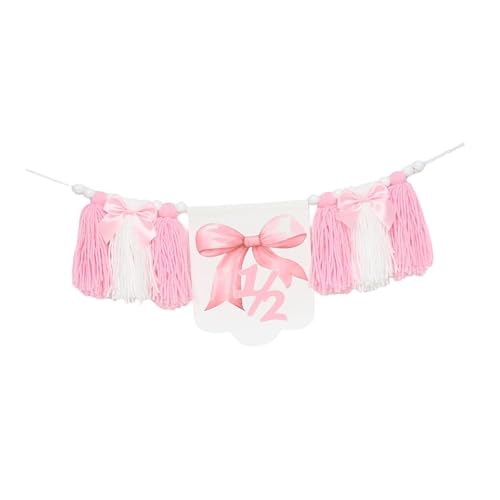 Sharplace 1/2 Geburtstag Hochstuhl Banner Mädchen halbe Geburtstagsfeier Dekorationen Home Decoration Themeed Party Accessoires Dekorative Pink von Sharplace