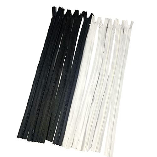10 weiß und schwarz Unsichtbar Nylon Geschlossen Ende Reißverschluss Reißverschlüsse Zum schneidern 40cm von Sharplace