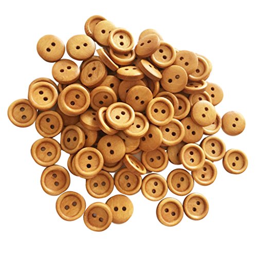 Sharplace 100 Kinderknöpfe Holzknöpfe mit 2, Natur Knöpfe für Scrapbooking Basteln, Hellbraun 13mm von Sharplace