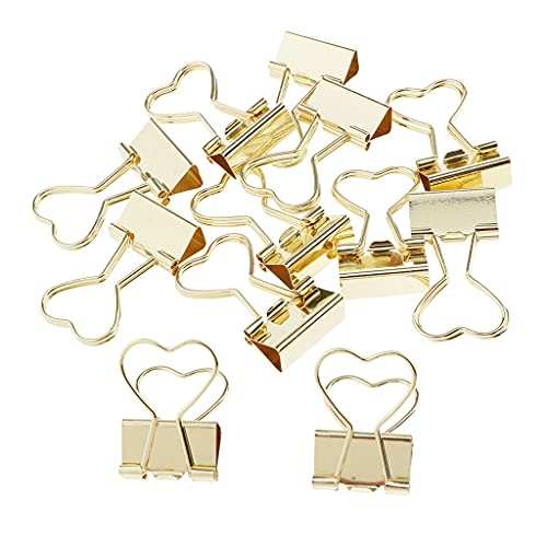 Sharplace 12Pack Foldback Klammern Vielzweckklammern Büroklammern Binder Clip, Gold Herz von Sharplace