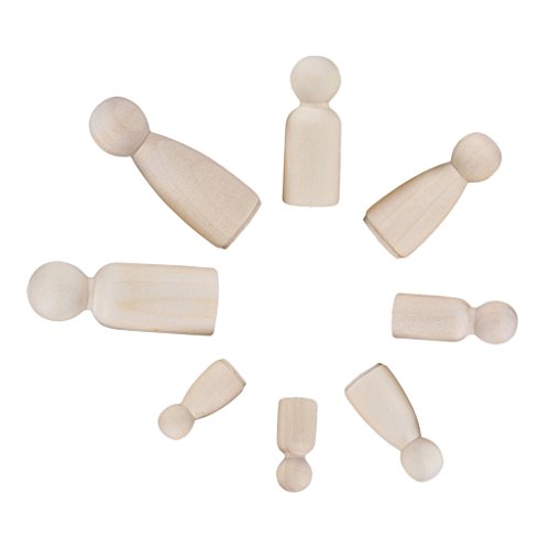 Sharplace 12er Set Männchen Weiblichen Familienmitgliednmitglied Holzfiguren Spielfiguren Puppen Krippenfiguren zum Bemalen Basteln von Sharplace