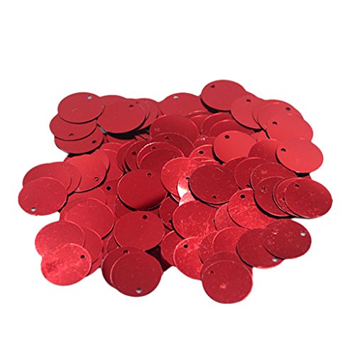 Sharplace 130 Stück Pailletten, Pailletten Basteln Schneidern, Große Pailletten Mit Loch Flache Runde Pailletten für Schmuckherstellung DIY Nähen Handwerk Hochzeitsdekoration 16x16 mm, Rot von Sharplace