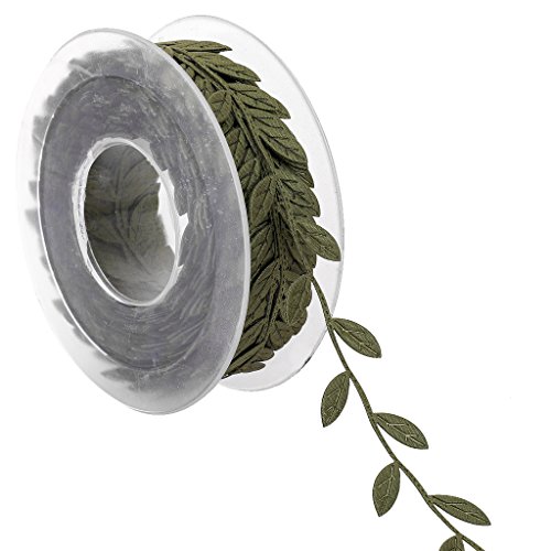 Sharplace 15m Blätter Band Silberband Blattband aus Polyester Zierband Spitzen für schneidern Deko Scrapbooking, Dunkelgrün von Sharplace