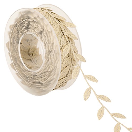Sharplace 15m Blätter Band Silberband Blattband aus Polyester Zierband Spitzen für schneidern Deko Scrapbooking, Glod von Sharplace