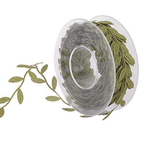 Sharplace 15m Blätter Band Silberband Blattband aus Polyester Zierband Spitzen für schneidern Deko Scrapbooking, Grün von Sharplace