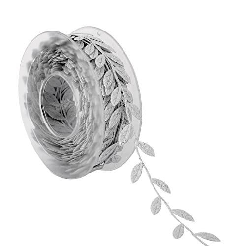 Sharplace 15m Blätter Band Silberband Blattband aus Polyester Zierband Spitzen für schneidern Deko Scrapbooking, Silber von Sharplace