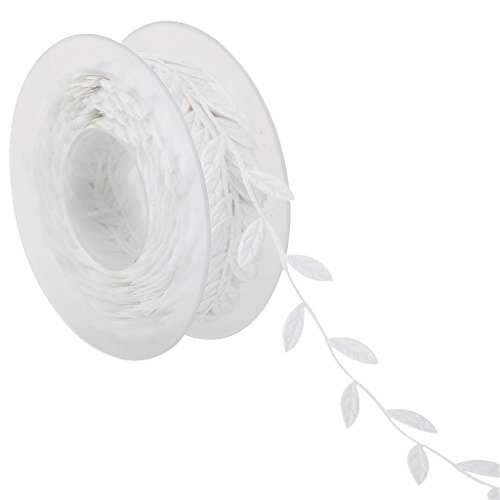 Sharplace 15m Blätter Band Silberband Blattband aus Polyester Zierband Spitzen für schneidern Deko Scrapbooking, Weiß von Sharplace