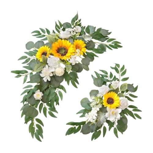 Sharplace 2 Stück Hochzeitsbogen Blumen Dekorative künstliche Blumengirlande Türsturz grüne Blätter für Themenarrangement Hintergrund Grün, Sonnenblume Sharplace 2 Stück Hochzeitsbogen Blumen Dekorative künstliche Blumengirlande Türsturz grüne Blätter für Themenarrangement Hintergrund Grün, Sonnenblume von Sharplace