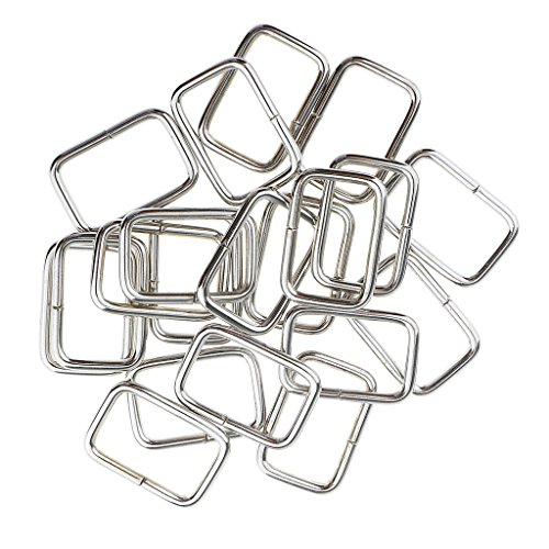 Sharplace 20x Rechteckringe Taschen Rechteck Ring Metallring Schlaufen für die Herstellung von Gürtel, Tasche, Hundehalsbänder - Silber, 25x16x2.8mm von Sharplace