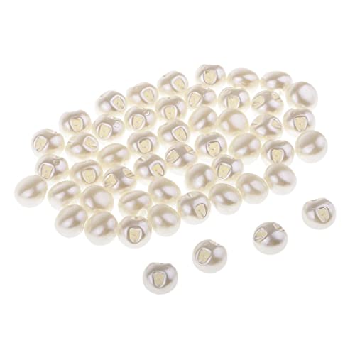 Sharplace 50er Set Knöpfe Perlen zum schneidern, Dekoknöpfe Perle Perlenknöpfe Perlmutt Brautkleid Deko, 10 mm-Plastik von Sharplace