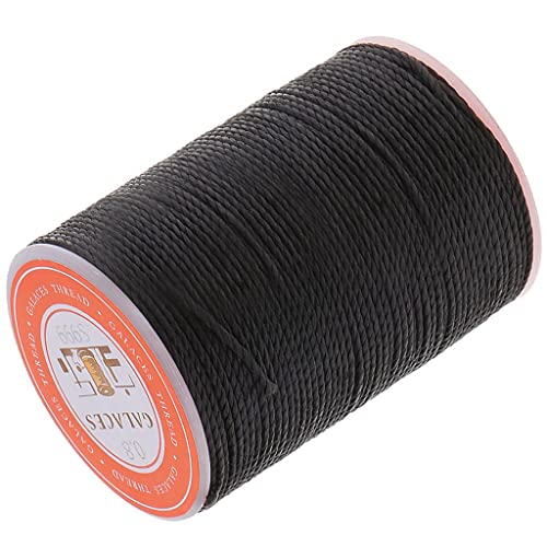 55 Meter 0,8mm Gewachste Schnur Wachsband Wachsfaden Polyesterfaden für, Farbwahl, Schwarz von Sharplace