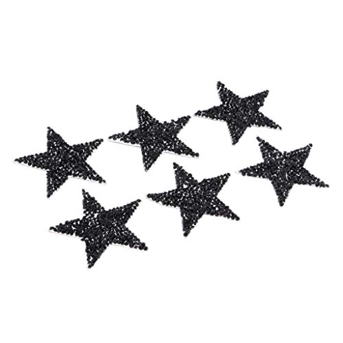Sharplace 6 Schwarze Stern Applikation Bügelbild Patches Bügelmotiv Aufkleber Bügelsticker für Kleidung, Tasche, Hut, Dekorationen von Sharplace