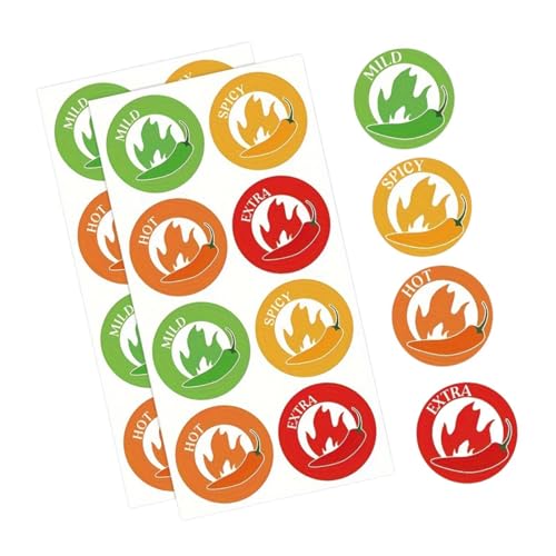 Sharplace 80 Stücke Chili -Aufkleber Level Aufkleber 4,5 -Zoll -Lebensmittel Warnung würzige Lebensmitteletiketten Chili Pepper Labels für Food von Sharplace