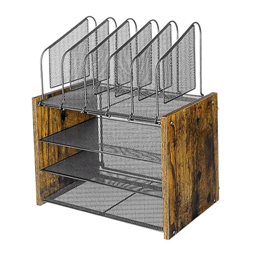 Sharplace Akten-Organizer aus mit 4 Ebenen, 5 vertikale Aktenhalter, multifunktionale Aufbewahrung, Papierablage aus für Bürobedarf und Papiere, Ohne Schublade von Sharplace