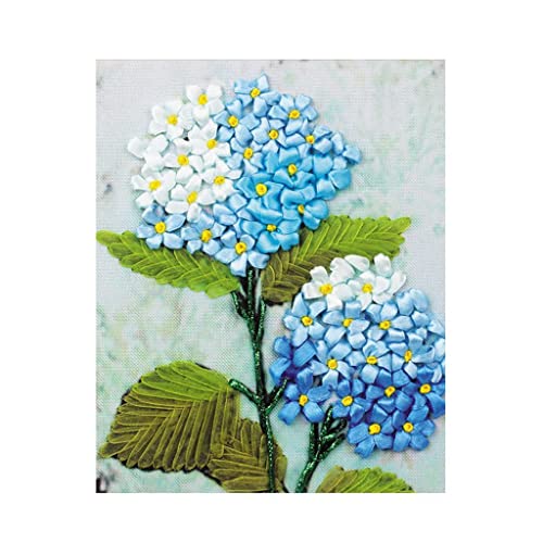 Sharplace Band Stickerei Kit für Anfänger, Blaues Blumenmuster, Wanddekoration von Sharplace