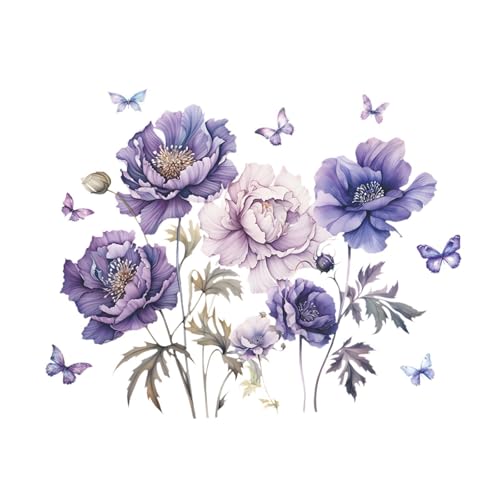 Sharplace Blumen Schmetterling Wandaufkleber Aufkleber Blüte Blumendekor Selbstkleber Wandbauer PVC Tapete für Tür Schlafzimmer Kindergarten Badezimmer von Sharplace