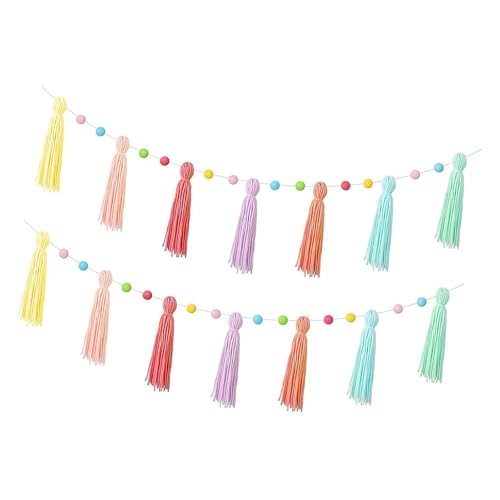 Sharplace Boho Quaste Girland mit bunten Bällen, 31,5 -Zoll -Dekorationsbanner Wandgirlande für die Hochzeitsfeierndekoration, Style A von Sharplace