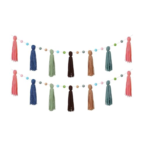 Sharplace Boho Quaste Girland mit bunten Bällen, 31,5 -Zoll -Dekorationsbanner Wandgirlande für die Hochzeitsfeierndekoration, Style C von Sharplace