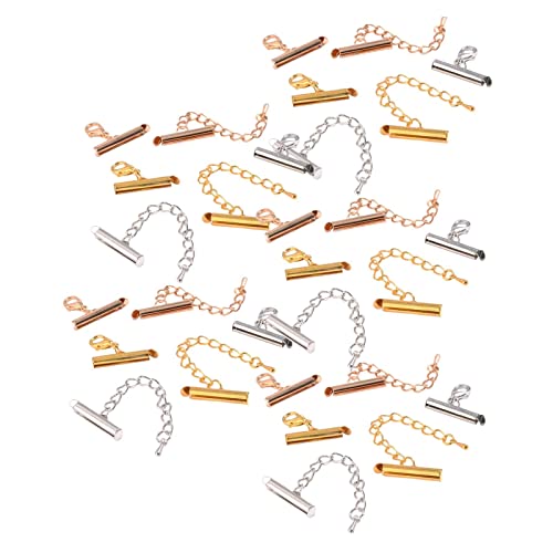 Sharplace Endverschluss zum Aufschieben, Endkappen, Schiebeverschluss für DIY-Ohrringe, Halsbänder, Zubehör, Mit Kette von Sharplace