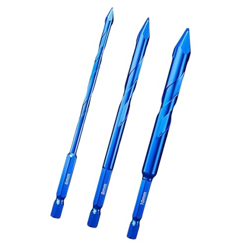 Sharplace Exzenterbohrer-Set mit gekrümmter Spitze, professioneller tragbarer praktischer Ersatz, effiziente Sechskantschaftlegierung für Fliesen, Glas, Beton, 6 Mm 8 Mm 10 Mm von Sharplace