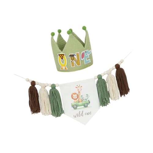Sharplace Highcharchair Banner Crown Hat Themed Party liefert dekorative Geburtstagszubehör Feier Erstes Geburtstagsfeier Dekorationen, mit Cartoonhut von Sharplace