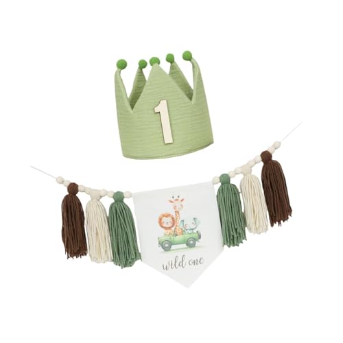 Sharplace Highcharchair Banner Crown Hat Themed Party liefert dekorative Geburtstagszubehör Feier Erstes Geburtstagsfeier Dekorationen, mit Ziffer 1 Hut von Sharplace