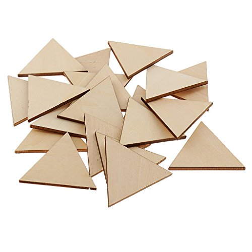 Sharplace Holz Scheibe Verzierungen Scheiben/Dreieck/Quadrat DIY Naturholzscheiben für Basteln Kunst, Dreieck, 50 mm 20 Stück von Sharplace