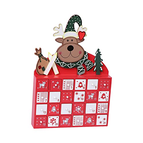 Sharplace Kalenderbox aus Holz mit Rentiermuster und Aufbewahrungsschubladen für Weihnachtsdekorationen auf dem Tisch von Sharplace