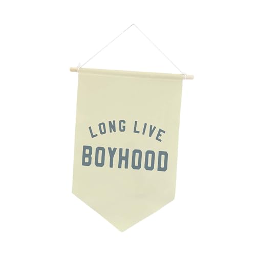 Sharplace Long Live Boyhood-Banner, Wanddekoration, aufzuhängen, einzigartiges dekoratives Dreiecksbanner, Wandflagge zum Aufhängen für Partys, Beige von Sharplace